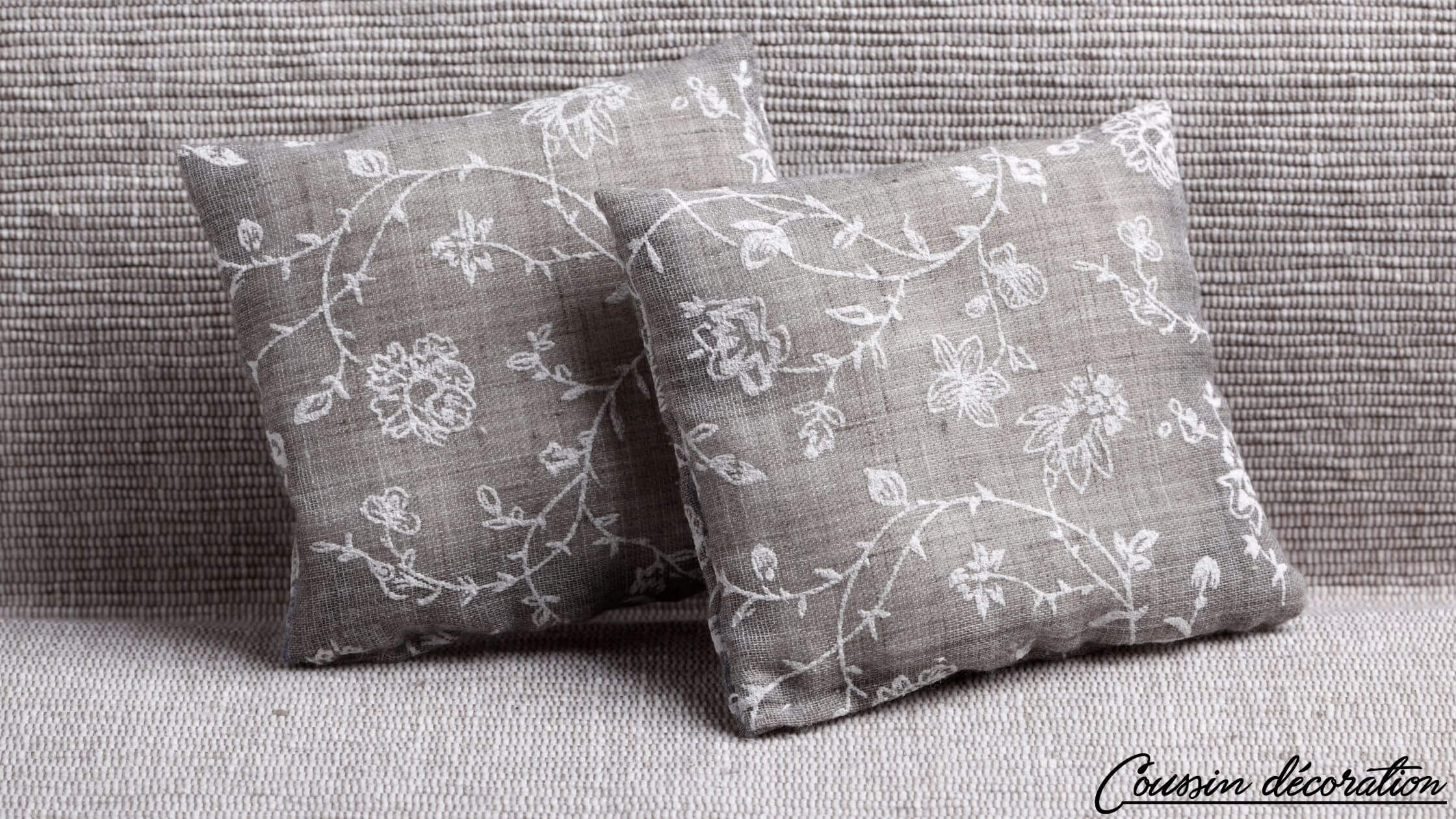 Coussins gris sur canapé