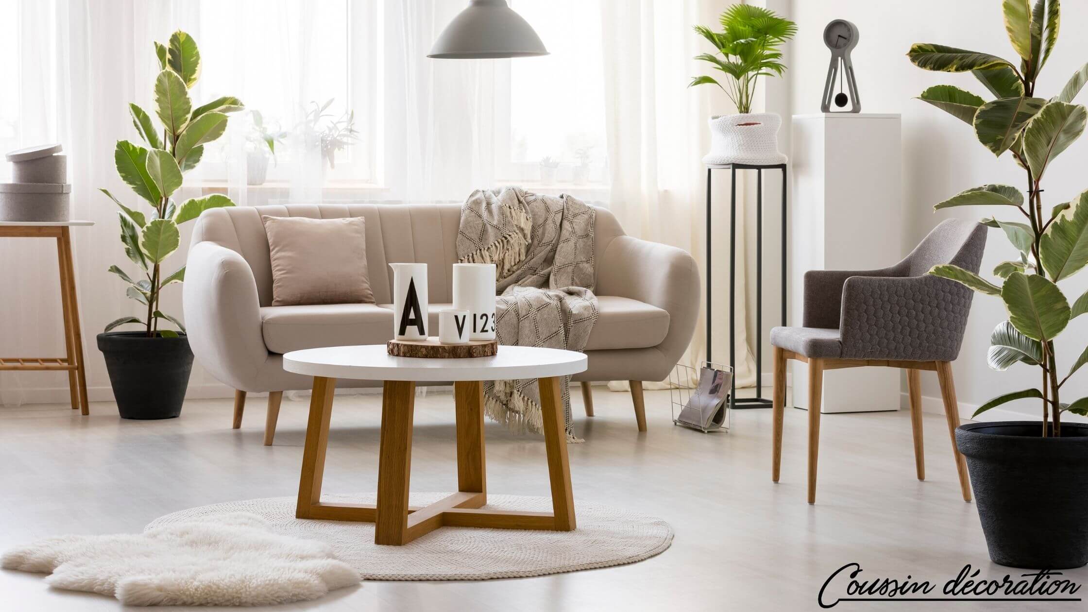 Décoration d'un canapé beige
