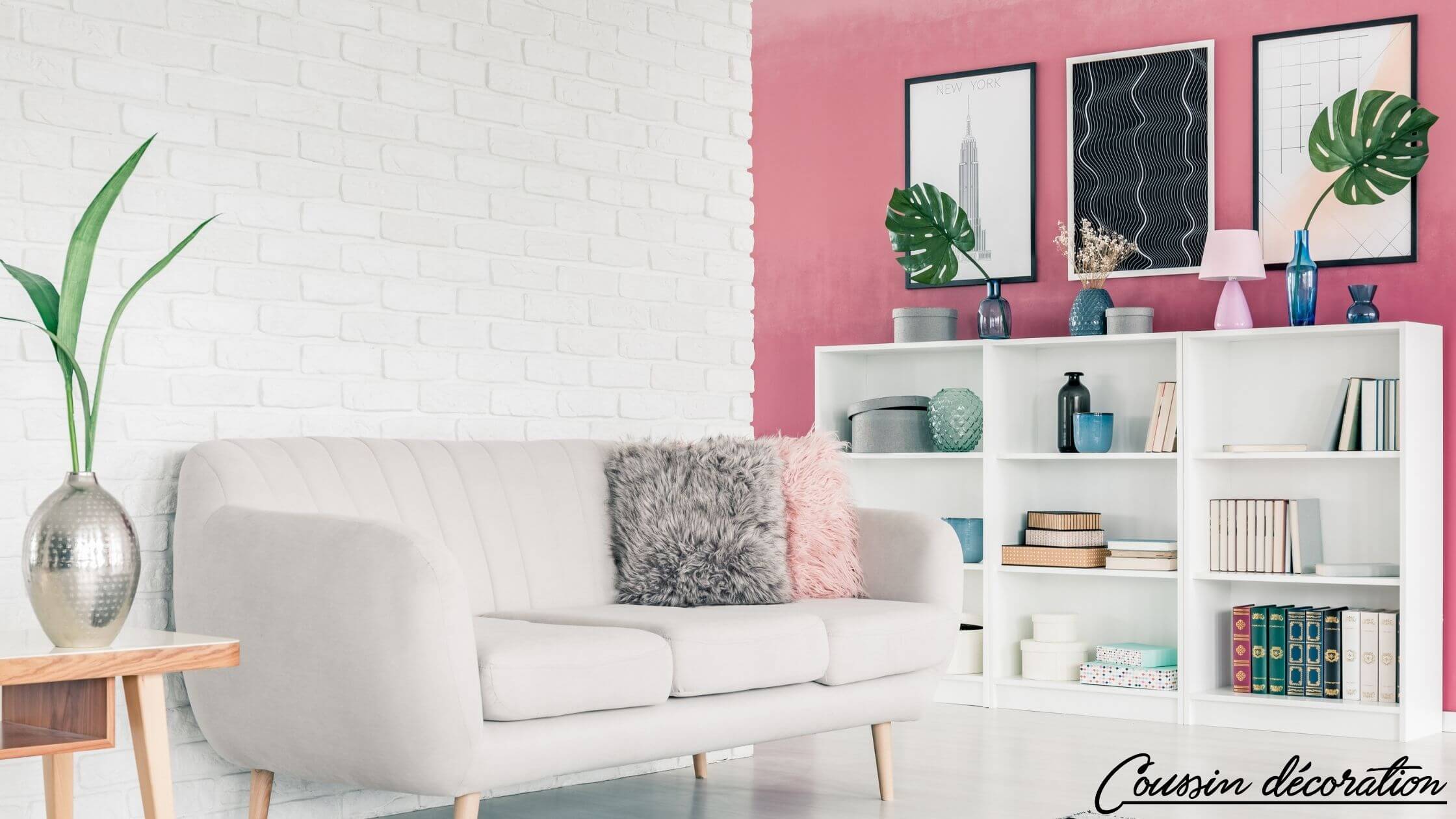Décoration plus moderne avec du gris et du rose