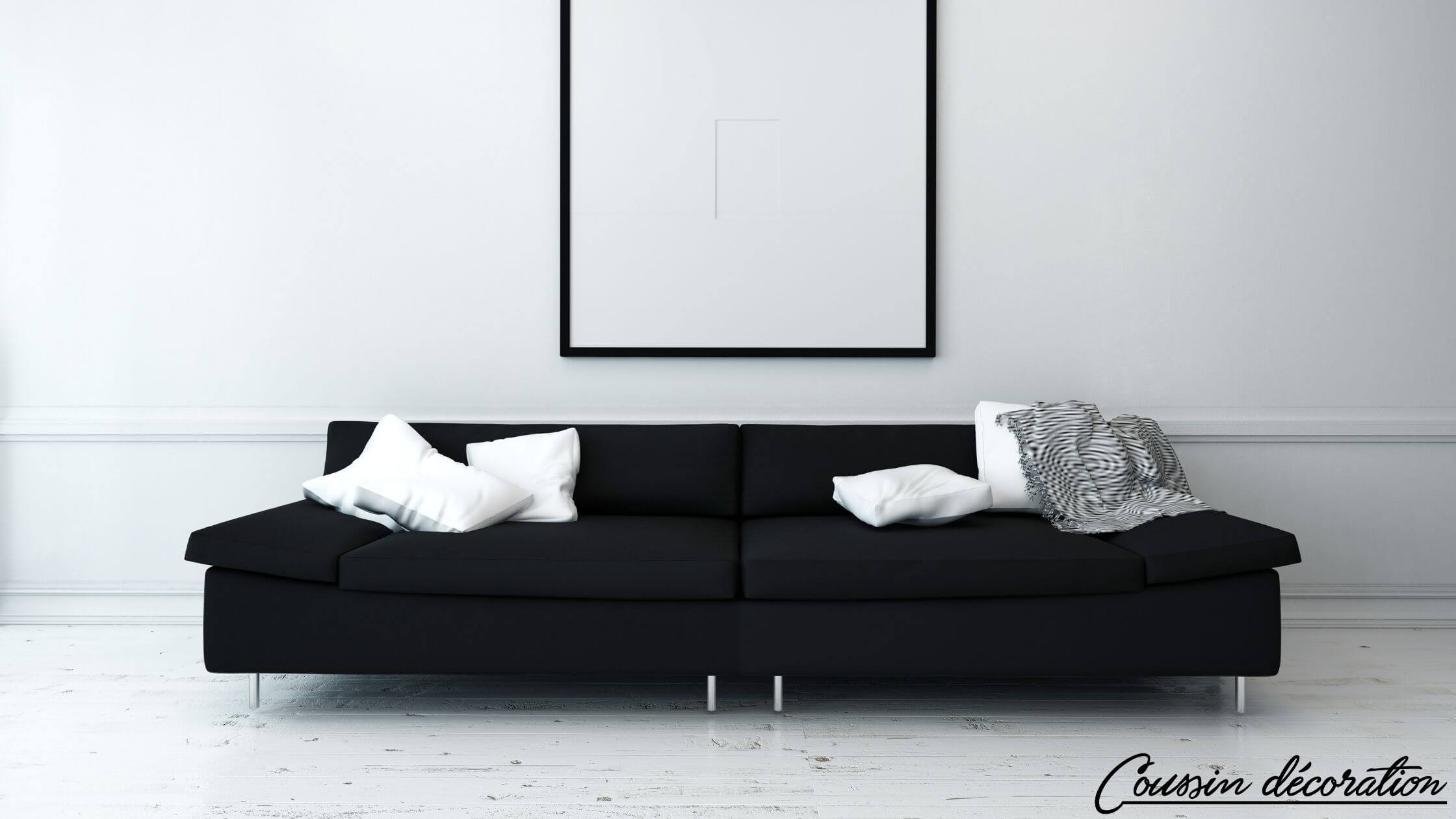 Jouer sur les contrastes avec le canapé noir
