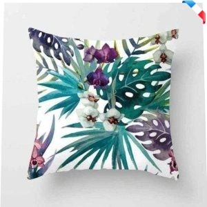Lot De 4 Housses De Coussin 70x70cm Extérieur Imperméables Vert Plante Tropicale - Décoration Salon Jardin