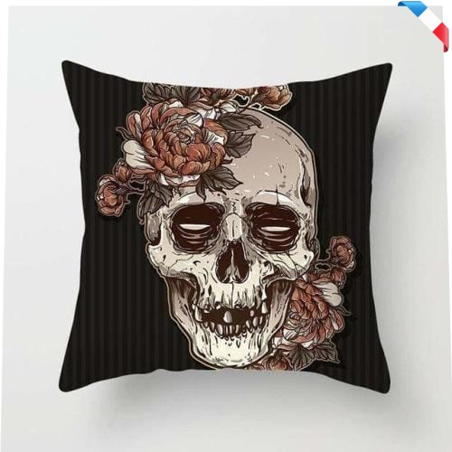 Housses De Coussin Tête De Mort - Lot De 2 Housses 30,5x30,5 Cm, Motif Noir Et Doré, Pour Canapé, Lit Ou Déco Maison